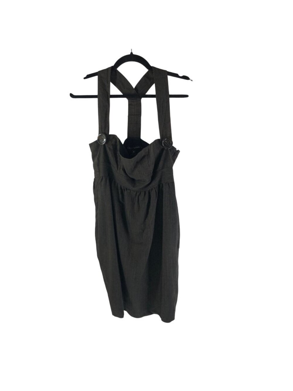Laila Azhar Brown Wool Blend Suspender Dress Size 4 With Button Details Pockets